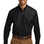 Port Authority Tall Long Sleeve Carefree Poplin Shirt. TW100 Deep Black