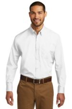 Port Authority Tall Long Sleeve Carefree Poplin Shirt. TW100 White