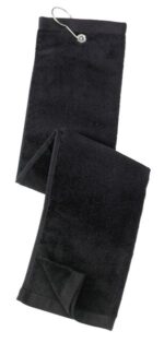 Port Authority Grommeted Tri-Fold Golf Towel. TW50 Black