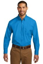 Port Authority Long Sleeve Carefree Poplin Shirt. W100 Coastal Blue