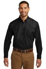 Port Authority Long Sleeve Carefree Poplin Shirt. W100 Deep Black