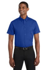 Port Authority Short Sleeve Carefree Poplin Shirt. W101 True Royal