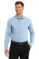 Port Authority Long Sleeve Performance Staff Shirt W401 Cloud Blue