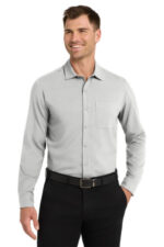 Port Authority Long Sleeve Performance Staff Shirt W401 Silver