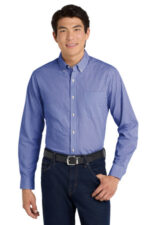 Port Authority Broadcloth Gingham Easy Care Shirt W644 True Royal/ White