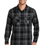 Port Authority Plaid Flannel Shirt. W668 Grey/ Black