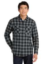 Port Authority Plaid Flannel Shirt. W668 Grey/ Black Buffalo Check