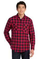 Port Authority Plaid Flannel Shirt. W668 Red/ Black Buffalo Check