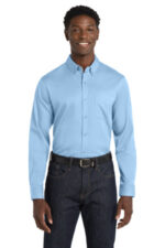 Port Authority Long Sleeve SuperPro React Twill Shirt. W808 Cloud Blue