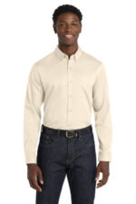 Port Authority Long Sleeve SuperPro React Twill Shirt. W808 Ecru