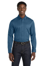 Port Authority Long Sleeve SuperPro React Twill Shirt. W808 Regatta Blue