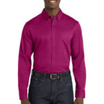 Port Authority Long Sleeve SuperPro React Twill Shirt. W808 Wild Berry