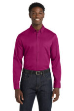 Port Authority Long Sleeve SuperPro React Twill Shirt. W808 Wild Berry