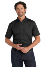 Port Authority Short Sleeve SuperPro React Twill Shirt. W809 Deep Black