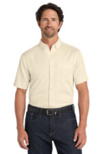 Port Authority Short Sleeve SuperPro React Twill Shirt. W809 Ecru
