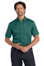 Port Authority Short Sleeve SuperPro React Twill Shirt. W809 Marine Green