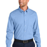 Port Authority Long Sleeve Nailhead Easy Care Shirt W816 Swiss Blue