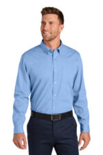 Port Authority Long Sleeve Nailhead Easy Care Shirt W816 Swiss Blue