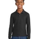 Port Authority Youth Long Sleeve Silk Touch Polo. Y500LS Black