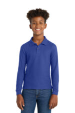 Port Authority Youth Long Sleeve Silk Touch Polo. Y500LS Royal