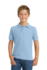 Port Authority Youth Silk Touch Polo. Y500 Light Blue