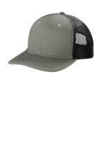 Port Authority Youth Snapback Trucker Cap YC402 Heather Grey/ Black