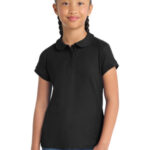 Port Authority Girls Silk Touch Peter Pan Collar Polo. YG503 Black