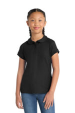 Port Authority Girls Silk Touch Peter Pan Collar Polo. YG503 Black