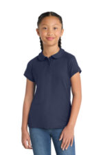 Port Authority Girls Silk Touch Peter Pan Collar Polo. YG503 Navy