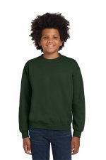 Gildan Youth Heavy Blend Crewneck Sweatshirt. 18000B Forest Green