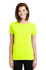 Gildan Women's Ultra Cotton 100% US Cotton T-Shirt. 2000L Safety Green