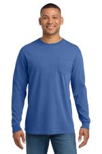 COMFORT COLORS Heavyweight Ring Spun Long Sleeve Pocket Tee. 4410 Flo Blue