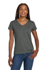 Gildan Women's Heavy Cotton 100% Cotton V-Neck T-Shirt. 5V00L Charcoal