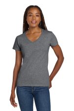 Gildan Women's Heavy Cotton 100% Cotton V-Neck T-Shirt. 5V00L Graphite Heather
