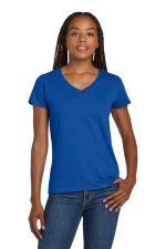 Gildan Women's Heavy Cotton 100% Cotton V-Neck T-Shirt. 5V00L Royal