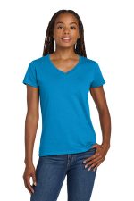 Gildan Women's Heavy Cotton 100% Cotton V-Neck T-Shirt. 5V00L Sapphire