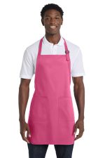 Port Authority Full-Length Apron with Pockets. A500 Awareness Pink