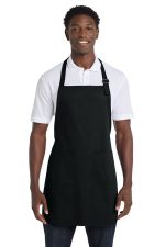 Port Authority Full-Length Apron with Pockets. A500 Black