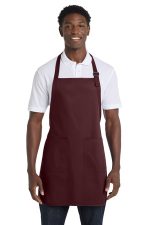 Port Authority Full-Length Apron with Pockets. A500 Maroon