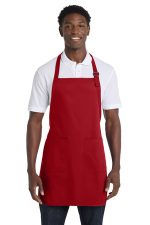 Port Authority Full-Length Apron with Pockets. A500 Red