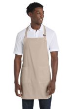 Port Authority Full-Length Apron with Pockets. A500 Stone
