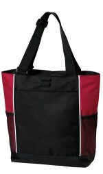 Port Authority Panel Tote. B5160 Black/ Red