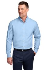 Brooks Brothers Wrinkle-Free Stretch Pinpoint Shirt BB18000 Newport Blue