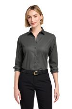 Brooks Brothers Women's Wrinkle-Free Stretch Nailhead Shirt BB18003 Deep Black