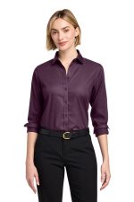 Brooks Brothers Women's Wrinkle-Free Stretch Nailhead Shirt BB18003 Navy Blazer/ Vintage Port