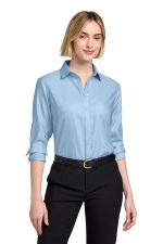 Brooks Brothers Women's Wrinkle-Free Stretch Nailhead Shirt BB18003 Newport Blue