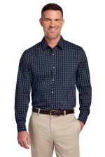 Brooks Brothers Tech Stretch Patterned Shirt BB18006 Navy Blazer/ White Grid Check