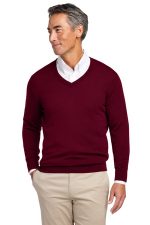 Brooks Brothers Washable Merino V-Neck Sweater BB18410 Vintage Port
