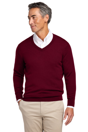 Brooks Brothers Washable Merino V-Neck Sweater BB18410 Vintage Port