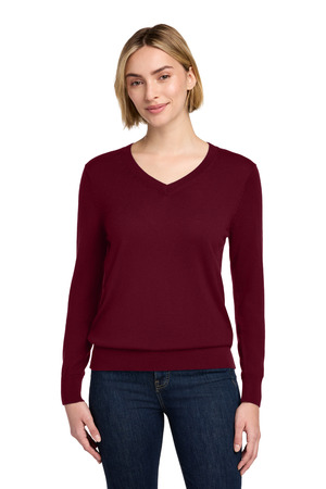 Brooks Brothers Women's Washable Merino V-Neck Sweater BB18411 Vintage Port